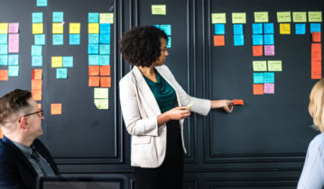 Woman planning with post-it notes