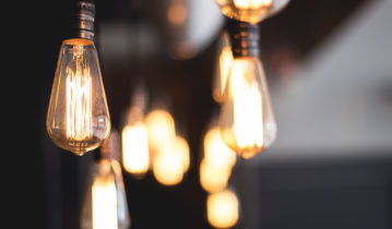 Yellow light bulbs with dark background