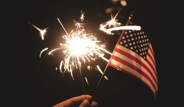 Sparkler and american flag