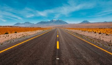 Big empty road with blue sky